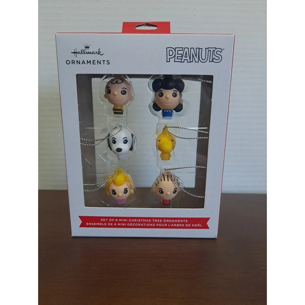 HALLMARK ORNAMENTS PEANUTS 6 MINI TREE ORNAMENT SET LINUS SNOOPY SALLY Charlie‎
